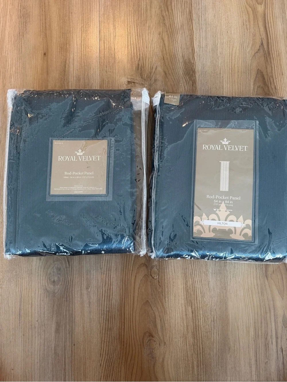 Set of 2x Luxury Textured Jewel-Toned Blue Curtains - 84” long
